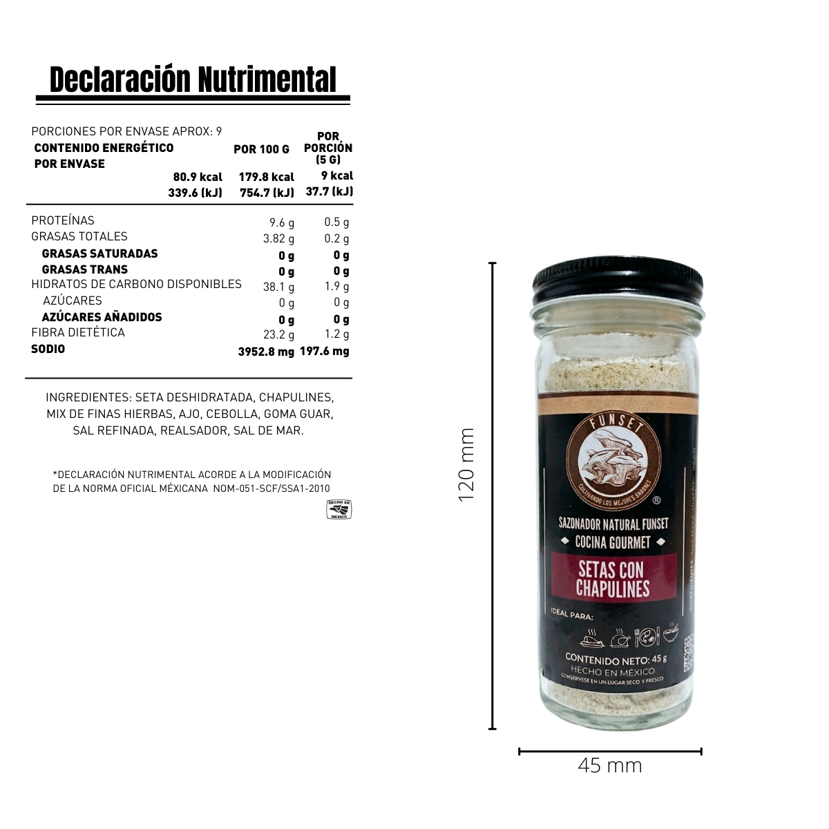 SAZONADOR GOURMET NATURAL SETAS CON CHAPULINES 65 GR
