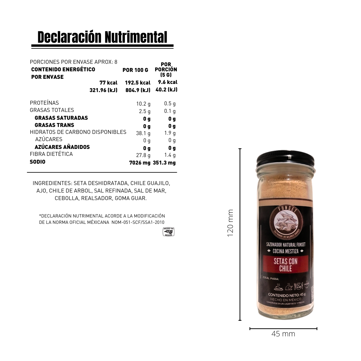 SAZONADOR GOURMET NATURAL SETAS CON CHILES 60 GR
