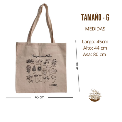 TOTE BAG DE MEZCLILLA ECOLOGICA DISEÑO HONGOS