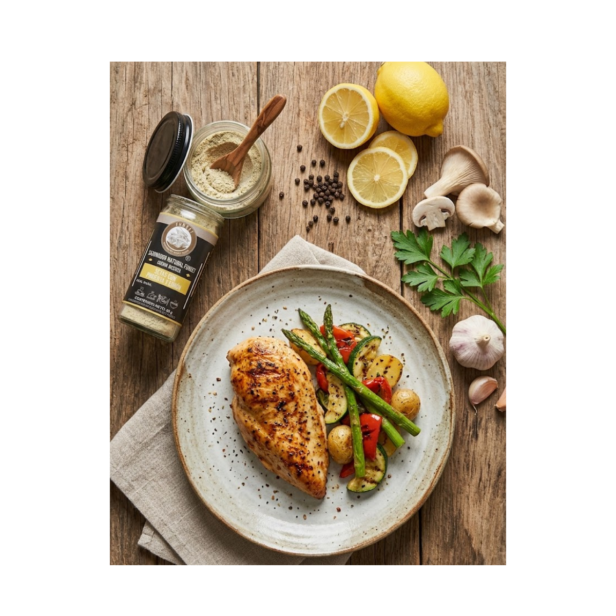 SAZONADOR GOURMET NATURAL SETAS CON PIMIENTA LIMÓN 80 GR
