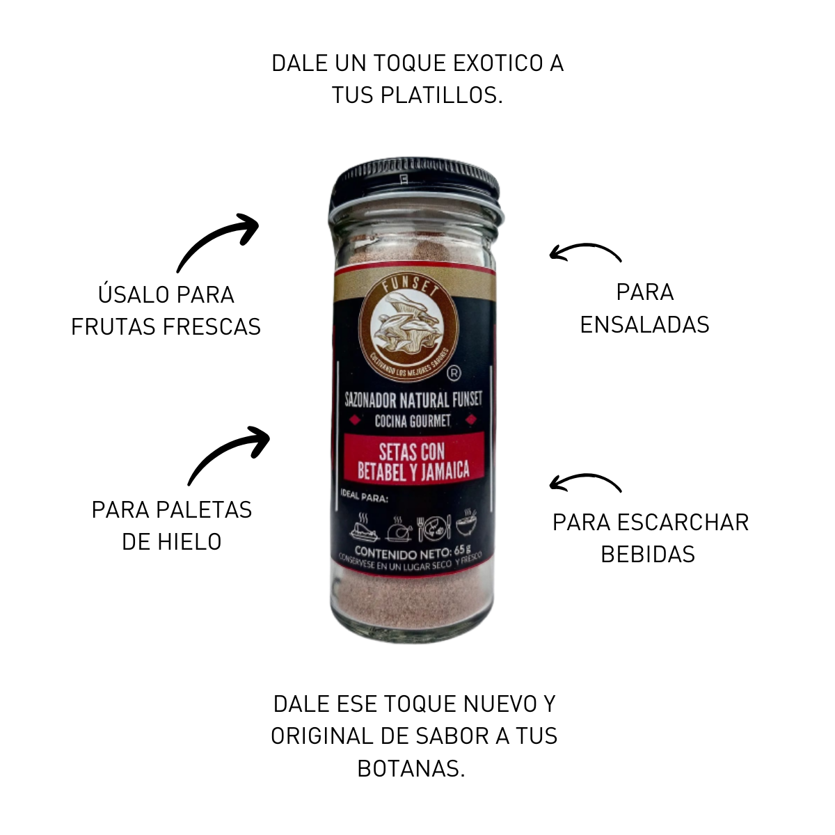 SAZONADOR GOURMET NATURAL SETAS CON BETABEL Y JAMAICA 65 GR