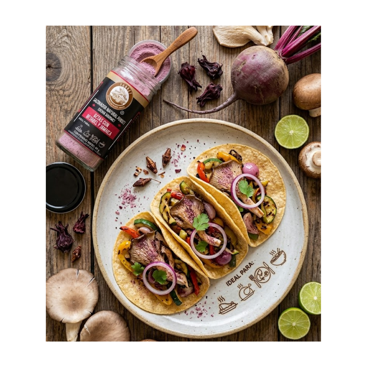 SAZONADOR GOURMET NATURAL SETAS CON BETABEL Y JAMAICA 65 GR