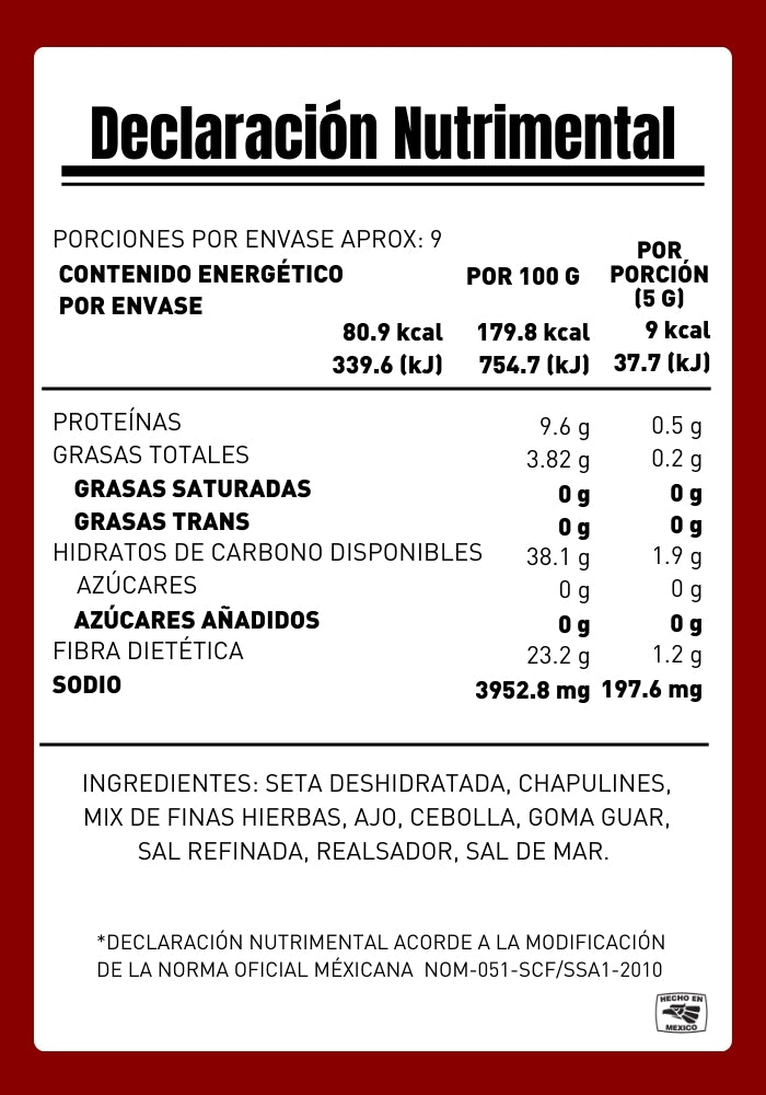 SAZONADOR NATURAL SETAS CON CHAPULINES