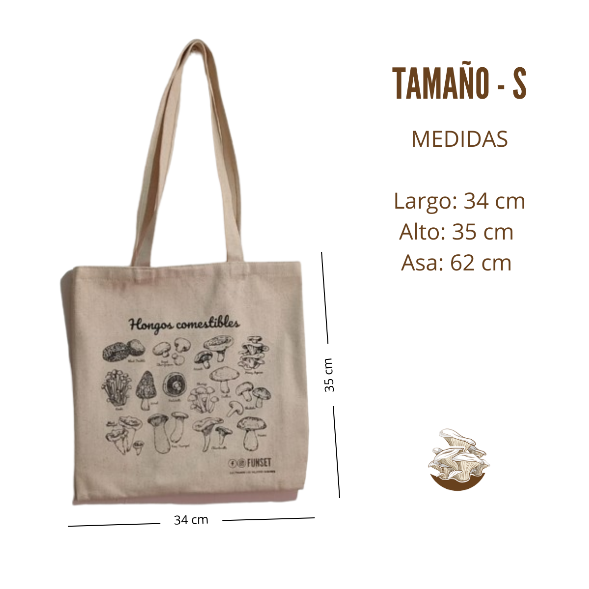 TOTE BAG DE MEZCLILLA ECOLOGICA DISEÑO HONGOS