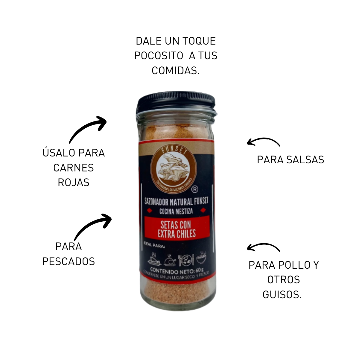 SAZONADOR GOURMET NATURAL SETAS CON EXTRACHILES 60 GR